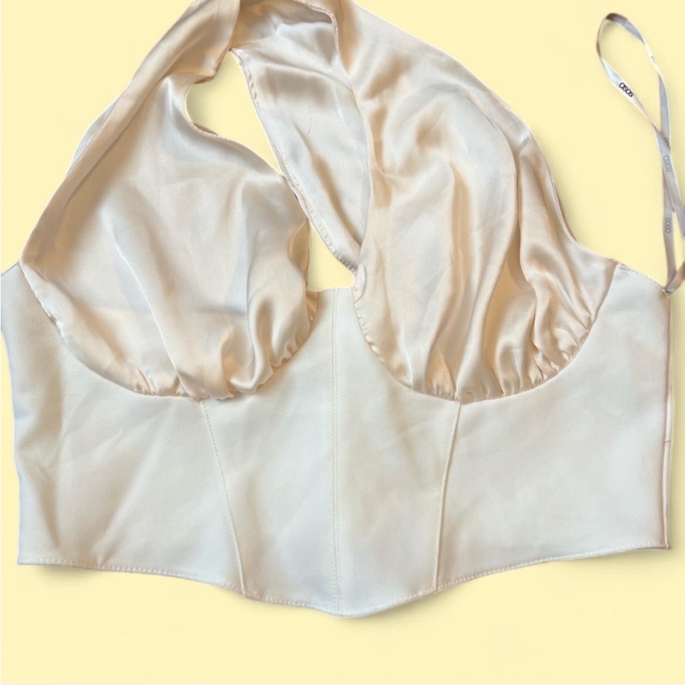 ASOS Cream Corset Silk Halter Top
